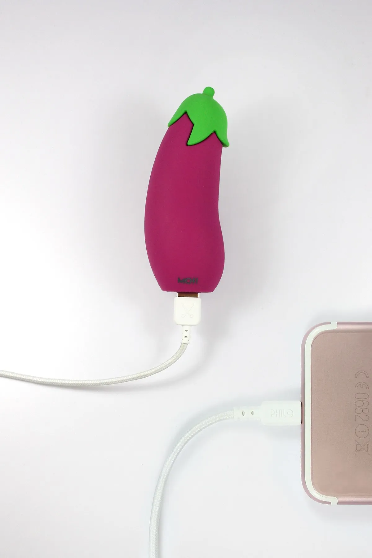 Mojipower внешняя батарея для мобильного телефона, 2600 mAh powerbank, забавный, красочный, дизайн, форма баклажан