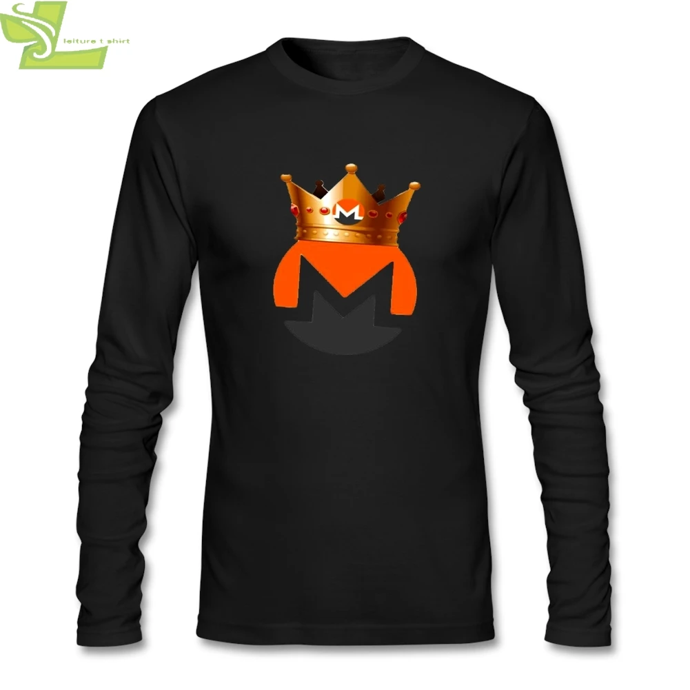 Monero King T-shirt Men Boy Long Sleeve CrewNeck Cotton Latest Designing T Shirt Asian Size | Мужская одежда
