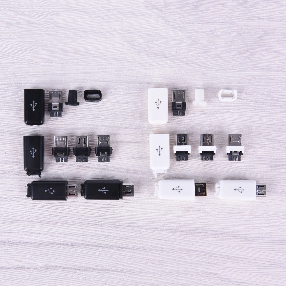 10Pcs/Lot White/Black Brand New Micro Interfaces Diy Micro Usb Male Plug Connectors Kit Covers