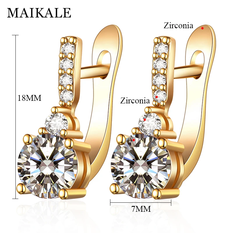Женские серьги с белым фианитом MAIKALE круглые медные длинная серьга в