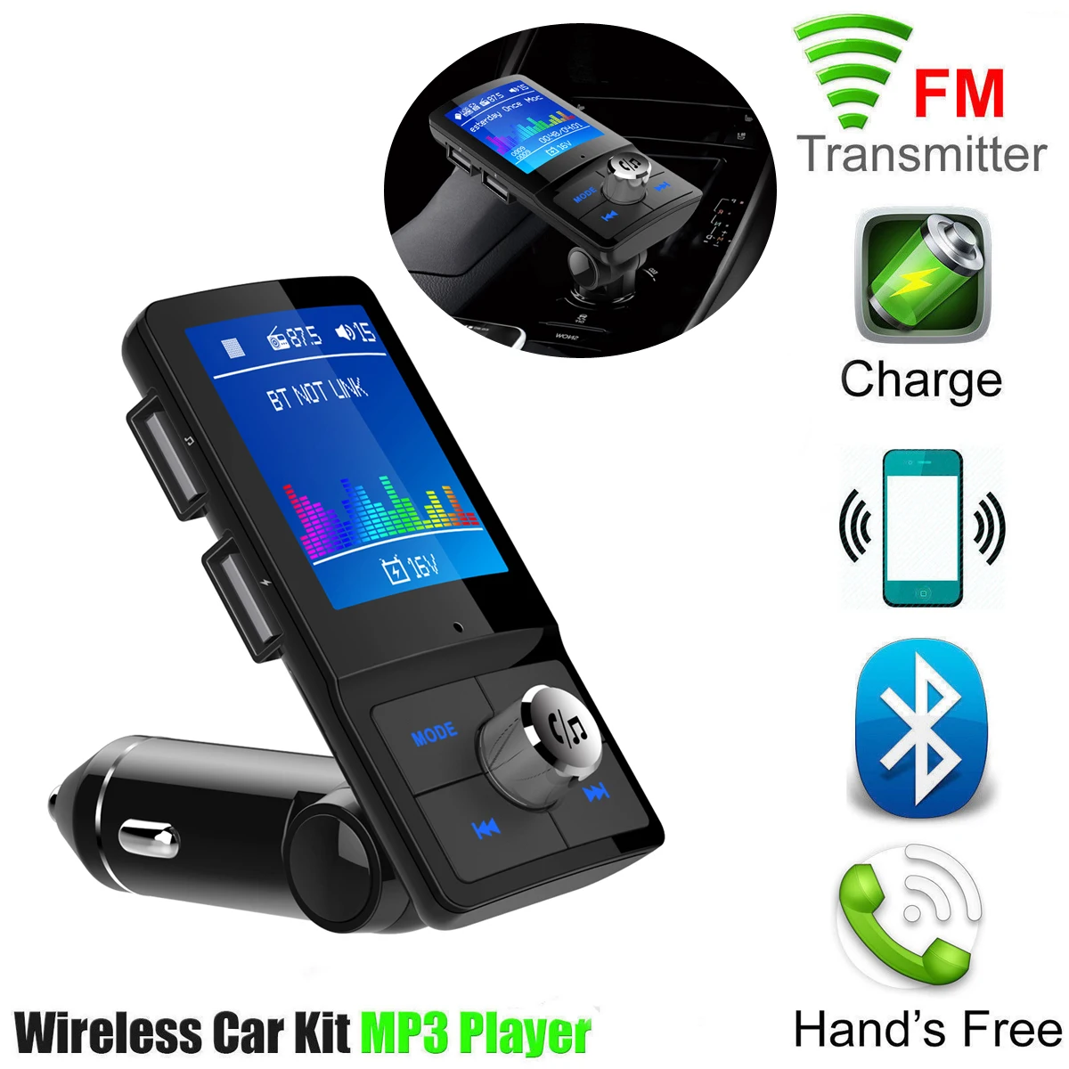 Автомобильный USB MP3 плеер с креплением на автомобиль аудиоплеер гарнитура для