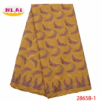 

NIAI African Stones Dry Cotton Lace Fabrics 2019 High Quality Embroidery Lace Material Swiss Voile Lace In Switzerland XY2865B-1