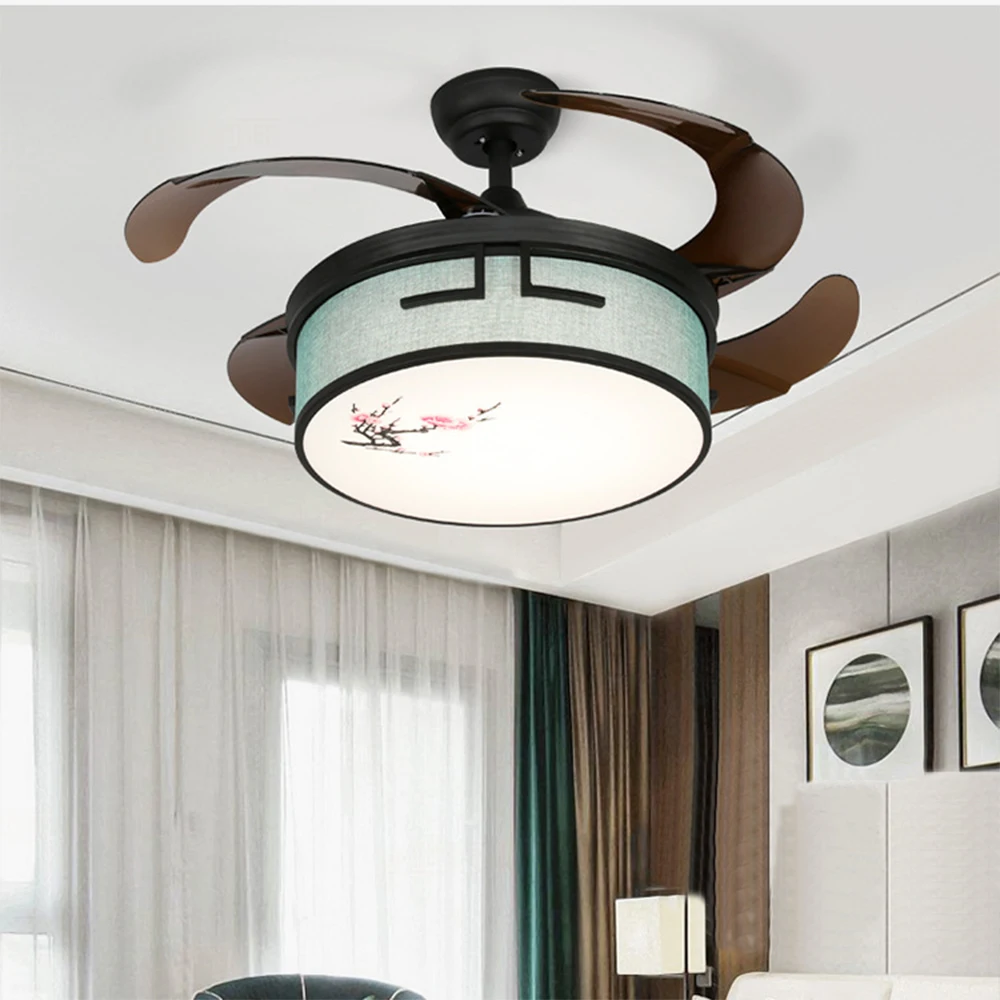 Китайский светодиодный потолочный вентилятор для ресторана, инвертор для освещения DC AC, пульт дистанционного управления, бесшумные электрические вентиляторы для гостиной и спальни 42''
