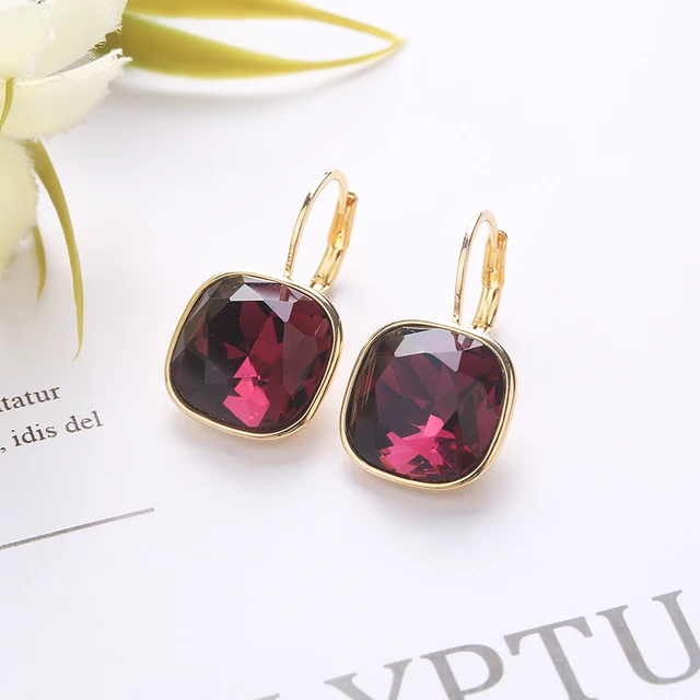 2021 New Design  Square Stones Earrings With French Hook Lever Back For Fashion Girls Wedding Gifts G204