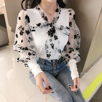 

women bow tie sweaters femme transparent sleeve knitted tops