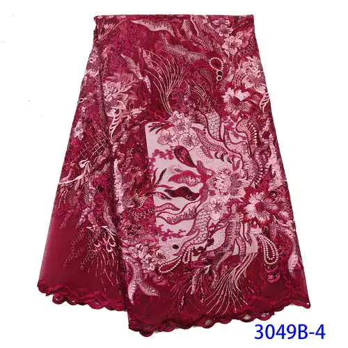 Модное Африканское французское Сетчатое кружево с блестками нигерийская чистая кружевная ткань последовательная кружевная ткань для женщин блестящая ткань кружево APW3049B - Цвет: 3049B-4