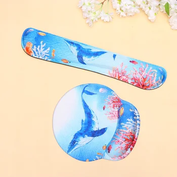 

1 Set/2pcs Durable Whale Shaped Mouse Pad Set Comfortable Keyboard Mat Wrist Pad for Office Game Computer (Whale Pattern, Keyboa