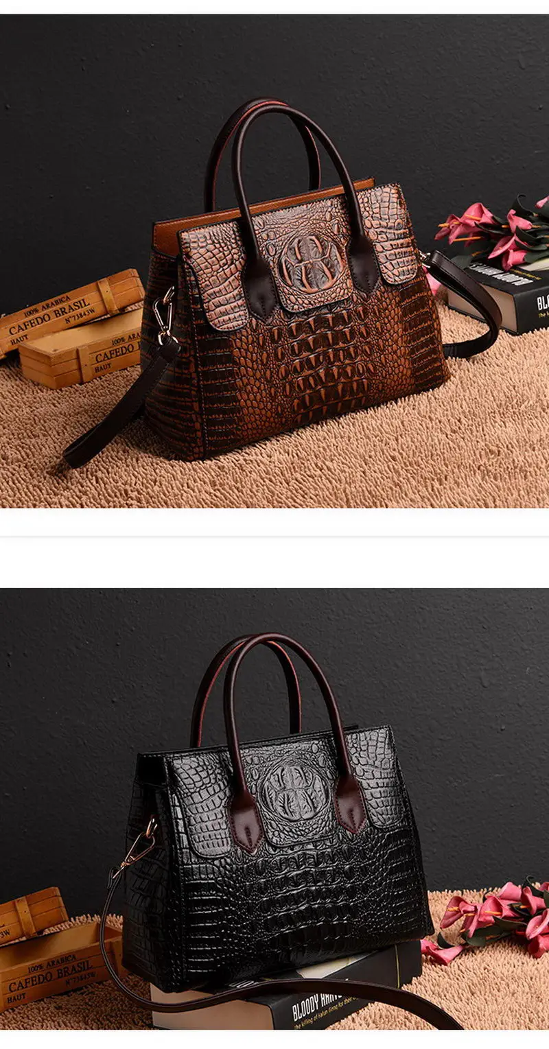DIINOVIVO классическая сумка с текстурой под кожу крокодила брендовая дизайнерская женская сумка большой емкости OL сумка через плечо женская WHDV1224