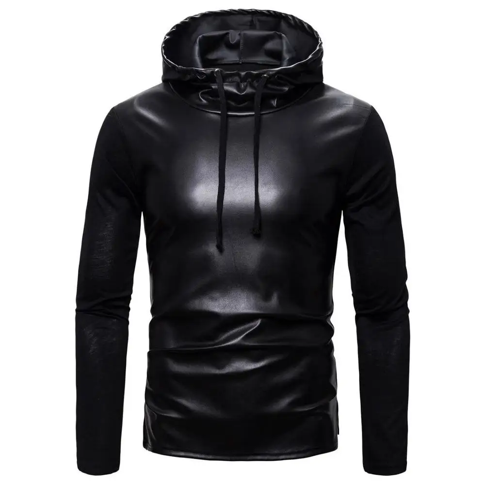 leather pullover hoodie