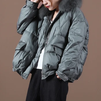 

[EWQ] 2020 Spring Autumn New Pattern Hooded Collar Long Sleeve White Duck Down Warm Down Jacket 3colors Large Size 3AJ98701