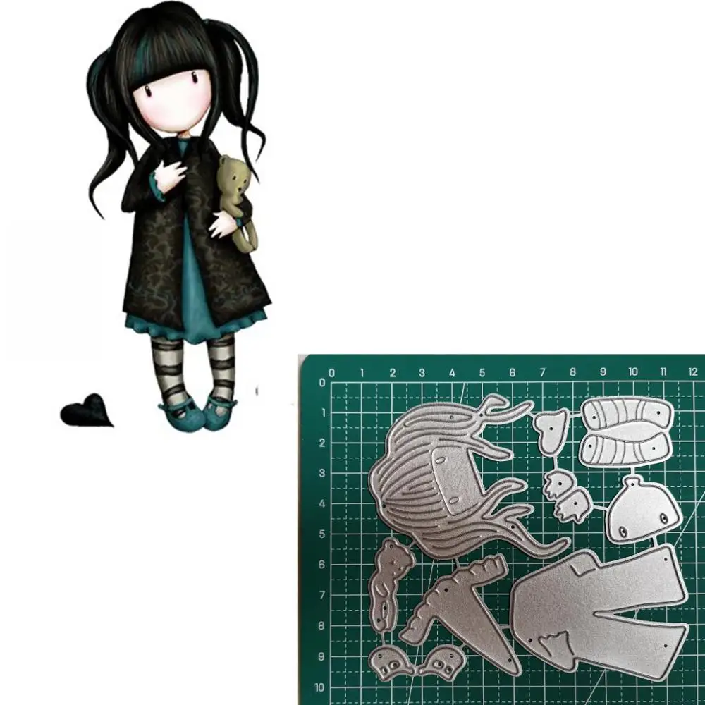 

Christmas Metal Cutting Dies Lovely doll Girl Hug Bear Die Scrapbooking Craft Cut lovely doll die Embossing Stencils