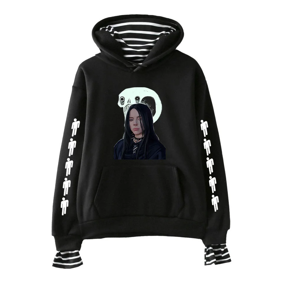 Billie Eilish худи с принтом унисекс, толстовки с длинными рукавами, пуловеры, модные толстовки с капюшоном, топы в стиле хип-хоп, полосатая уличная одежда - Цвет: style 3 - black
