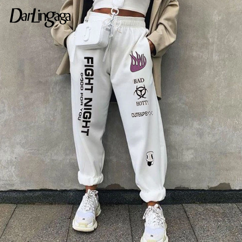 Darlingaga Casual Letter Printed Sweatpants Winter Pants Women Loose Harajuku Baggy Trousers High Waist Pants Sporty Bottom 2020 Darlingaga Casual Letter Printed Sweatpants Winter Pants Women Loose Harajuku Baggy Trousers High Waist Pants Sporty Bottom 2020