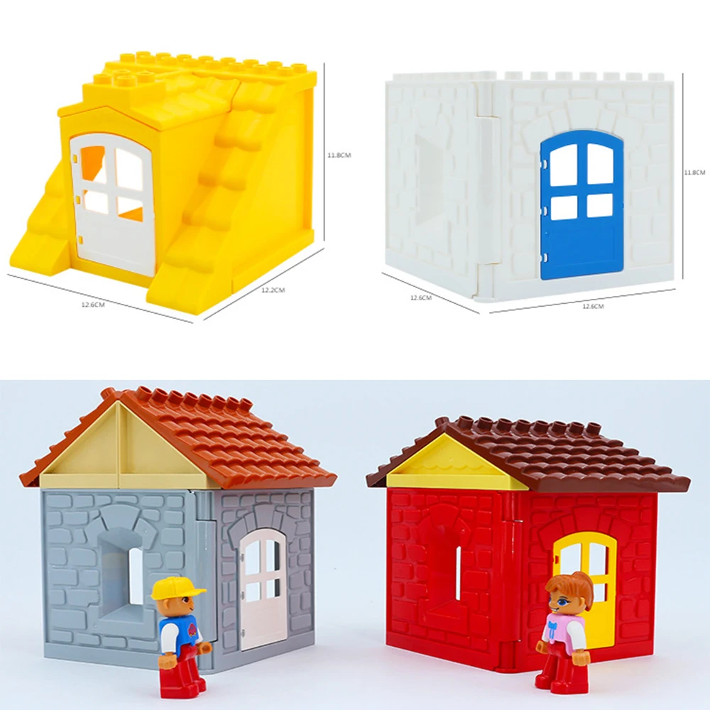 

1PCS L Building Block For Boy Girl Gift 3D Castle Wall Door Balcony Roof Compatible Large Particles Assembly Brick Toys For Kids