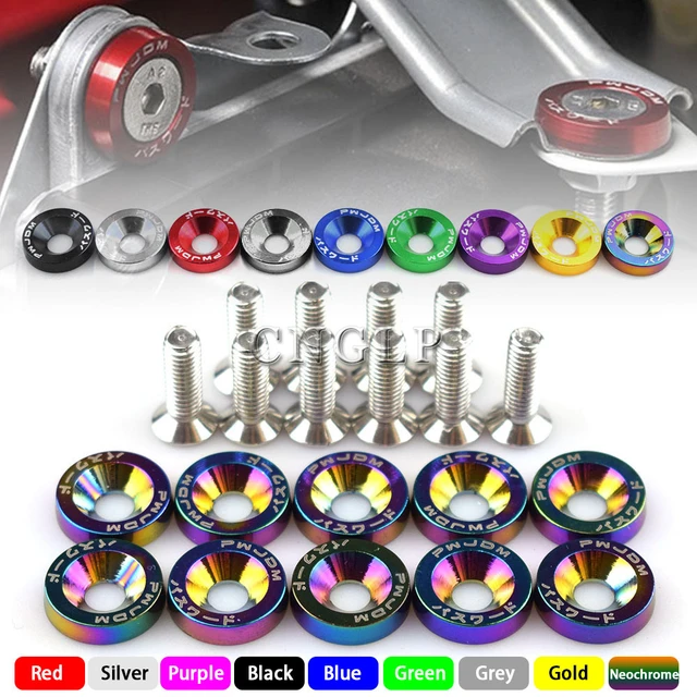 Vis de pare-choc de voiture M6 JDM, boulons de fixation à plaque hexagonale  modifiée, style Concave de moteur, rondelle de garde-boue, 8 pièces, 10  pièces - AliExpress