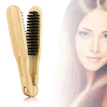 

Professional Double Brushes Hairdressing Comb V Type Straight Hair Brush Wooden Handle Anti-static Hairs Styling Tools M
