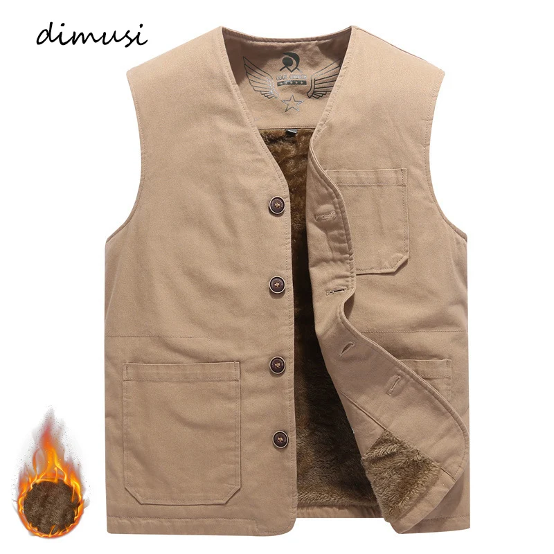 Dimusi Men‘s Vests Casual Wintter Fleece Warm Waistcoats Mens Thermal