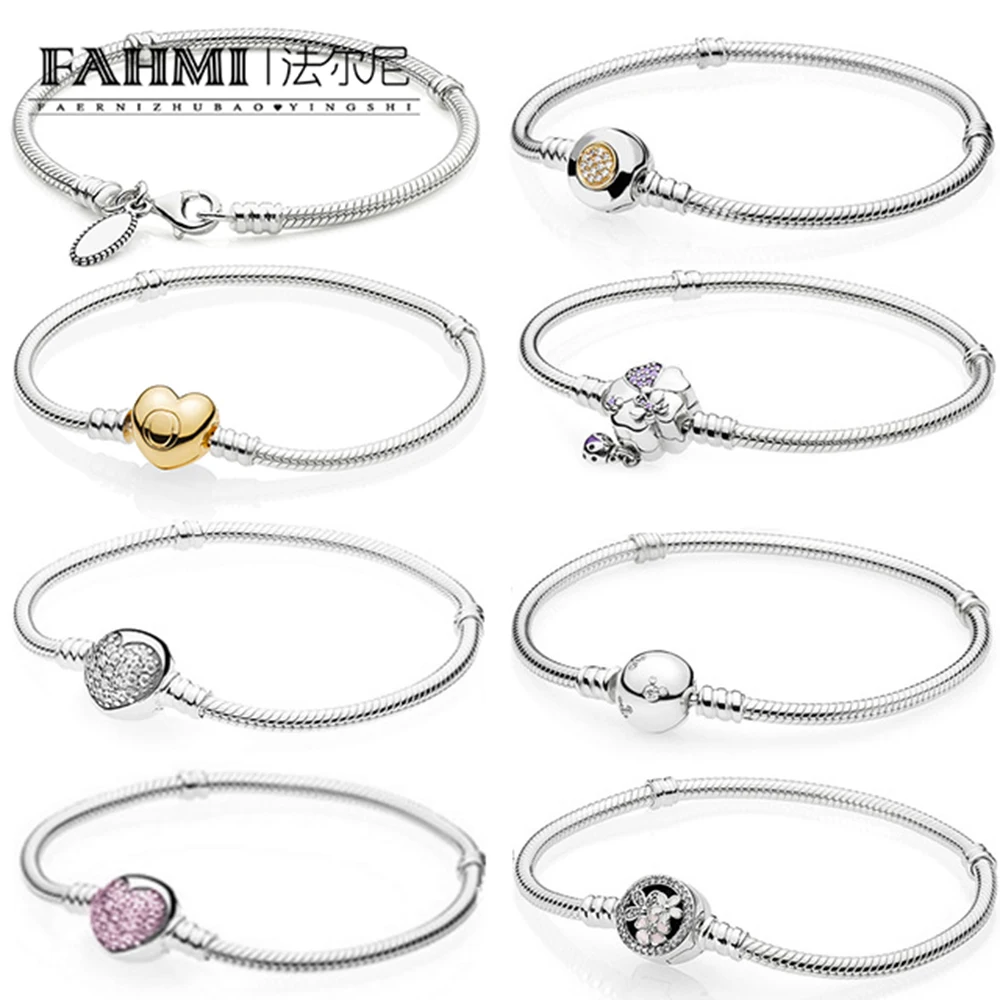 

2019 100% 925 Sterling Silver Shine MOMENTS Two-Tone Signature SPARKLING HEART Pink POETIC BLOOMS WILDFLOWER MEADOW Bracelet