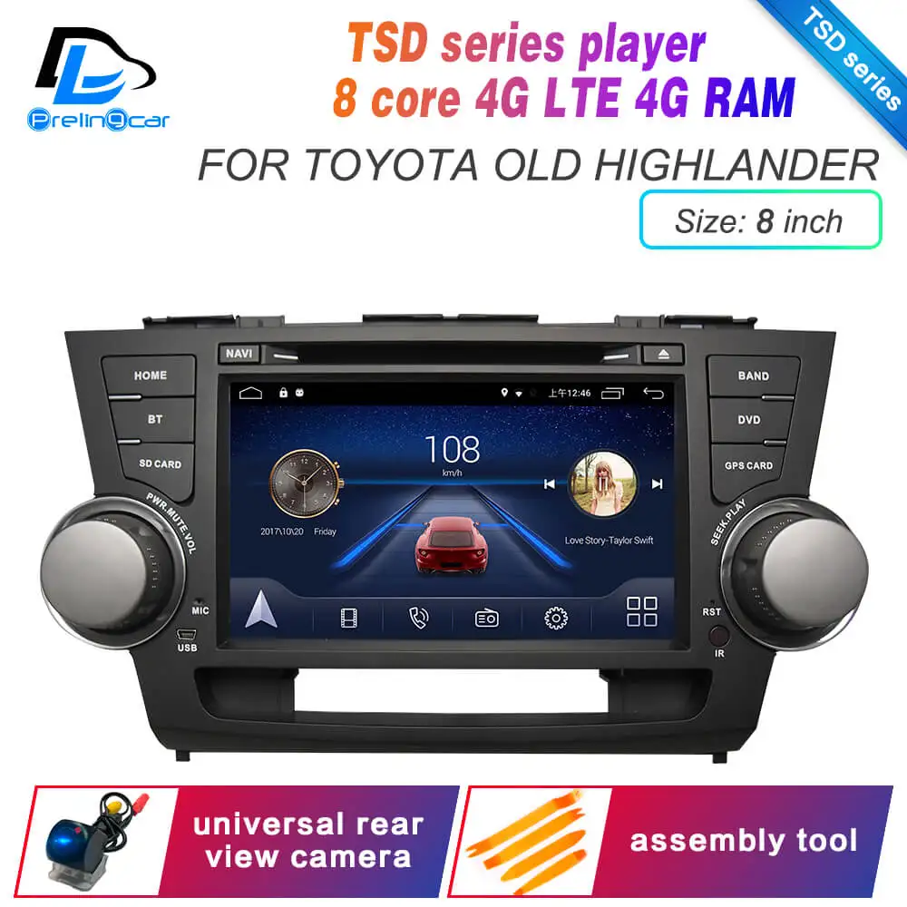 Android9.0 DSP сабвуфер 4G Lte мультимедийный dvd-плеер для toyota Highlander подголовник монитор Радио Стерео навигационная система - Цвет: TSD 8 Highlander