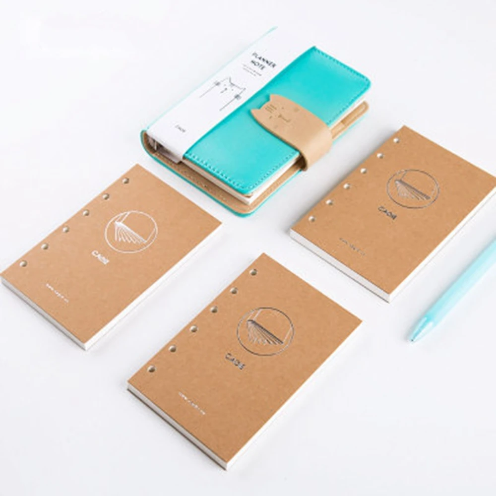 Kawaii Diary Planner A6 Binder Cat Leather Journals Travelers Notebook For Girls Filofax Agenda Dividers Journal Intime Kawaii Diary Planner A6 Binder Cat Leather Journals Travelers Notebook For Girls Filofax Agenda Dividers Journal Intime