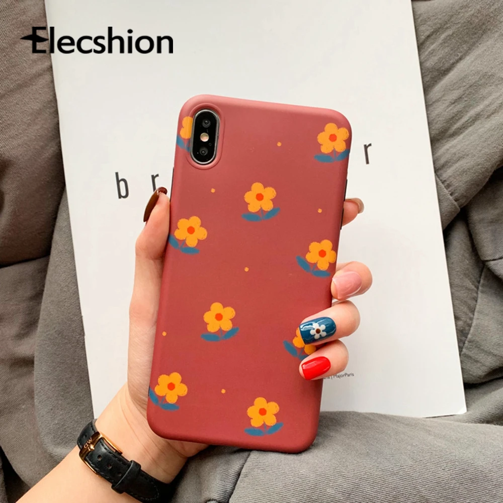 Цветочный матовый чехол для iPhone 6 7 8 Plus 6s X Мягкие силиконовые чехлы для iPhone 6s 8 7 XS Max XRX Мультфильм ТПУ милый защитный ковер