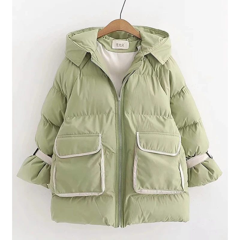 Женские модные парки зимняя стеганая куртка с капюшоном Женская куртка для отдыха плотное теплое пальто с карманами Chamarras De Mujer - Цвет: Зеленый