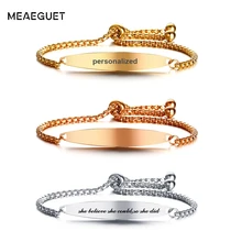 Персонализированные имя бар браслет Womes на заказ браслет юбилей лучший друг подарки для мамы Рождество гравировка