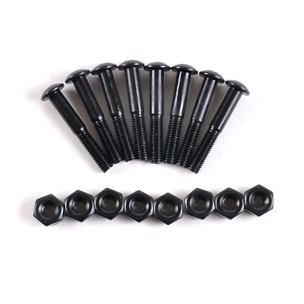 8 Pieces Longboard Skateboard 33mm Bolts Screws with Nuts Set Hardware Black 