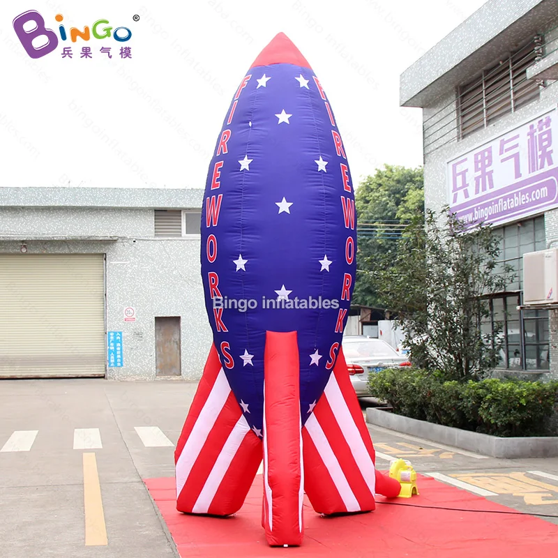 Decorative 4mH inflatable foguete model / inflatable rocket cartoon / inflatable star pattern rocket model toy