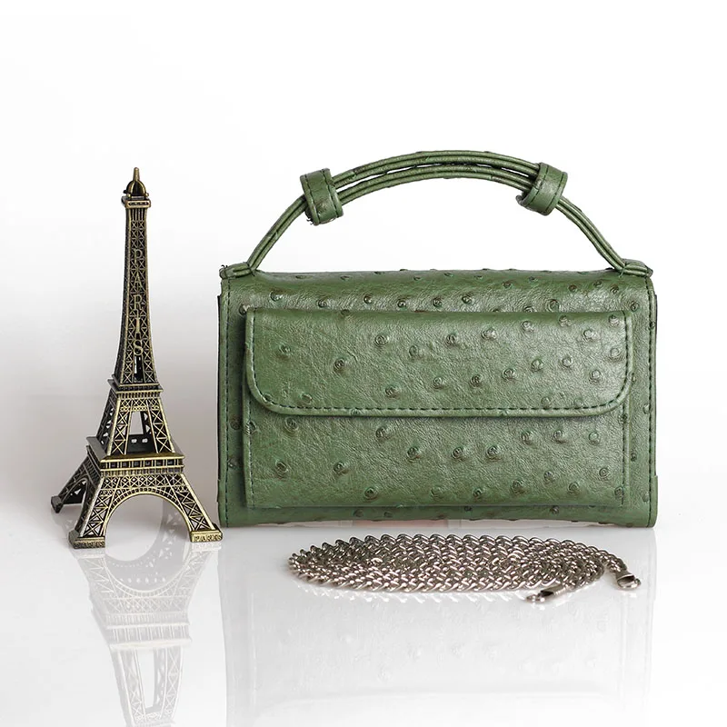 Женские сумки из натуральной воловьей кожи, женские сумки через плечо, цепочка с узорами шаблонов - Цвет: Ostrich Green