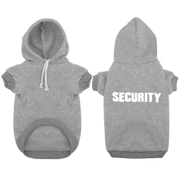 

grey jacket SECURITY printed custom hooded dog clothes autumn and winter French bulldog suitable for medium and large dogs