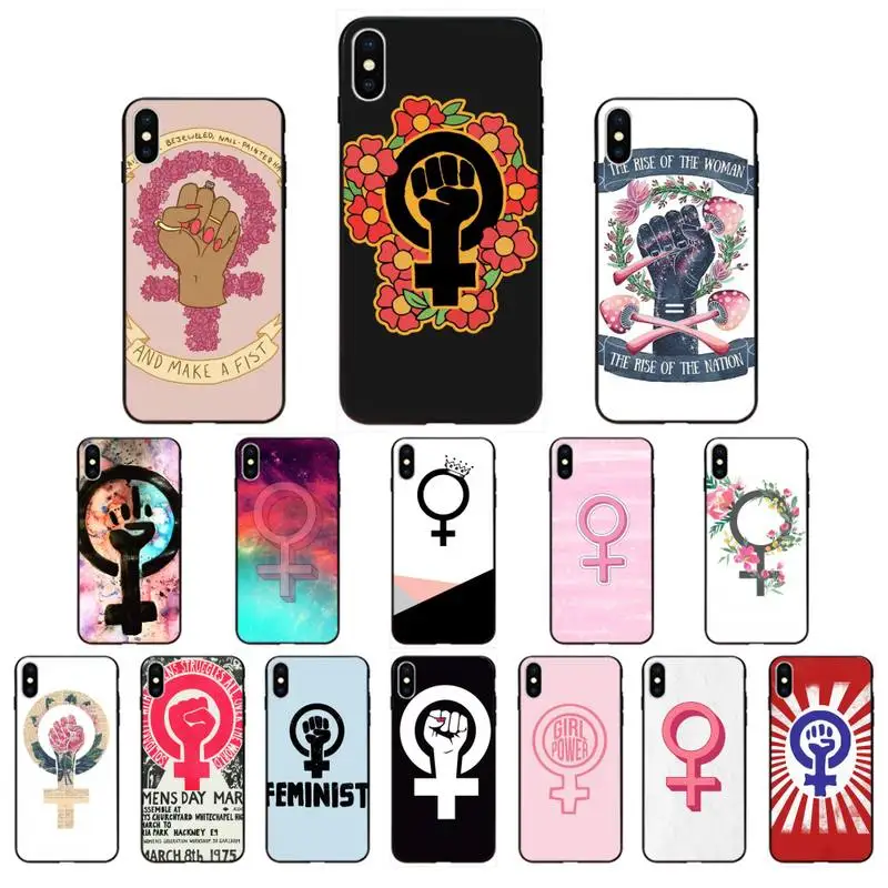 YNDFCNB мягкий черный чехол для телефона с феминистским логотипом iphone 11 12 Mini Pro Max X XS