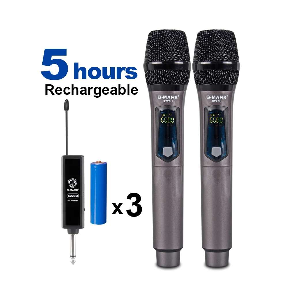 karaoke microfone handheld com recarregável bateria de lítio receptor