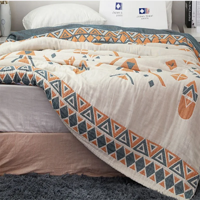 Летнее свободное одеяло, хлопок, одеяло в богемном стиле, одеяло 200*230 см, AB боковое покрывало, 4 слоя, газовое покрывало на кровать из жаккарда