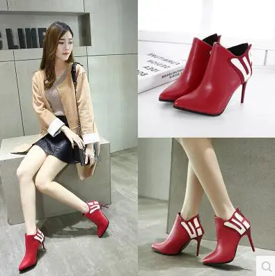 

2016 New Style Spring And Autumn Fashion High Heel Pointed Thin Heeled WOMEN'S Boots