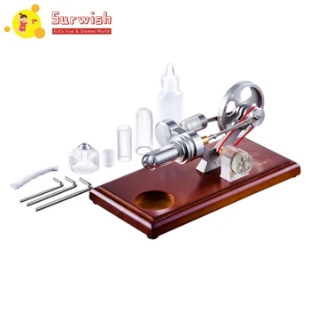 

High Quality DIY Stirling Engine with 4Pcs LED Light Black Metal Baseplate Stem Steam Model Set