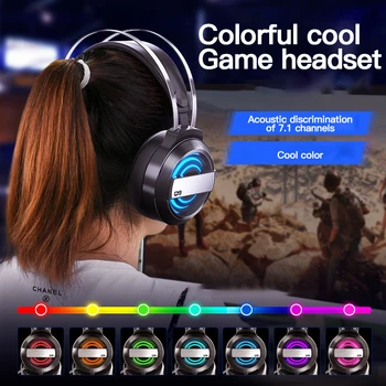 

7.1 Surround Sound Headphone Computer Headset Led USB/3.5mm Wire-Controlled Headset Desktop Gaming Mic Wired Gaming Headset
