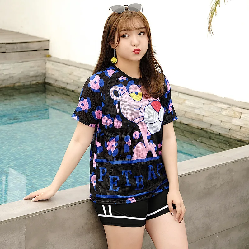 

2019 New Style Students Split Type Conservative Large Size Belly Covering Slimming Swimsuit Women's Three-piece Set South Korea