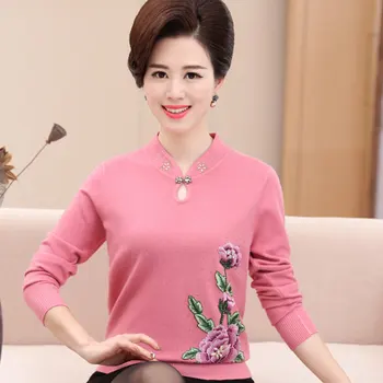 

sweater 2020 autumn clothing mother, middle-aged and old ladies, keep warm fatten up, code clothes woolen sweater