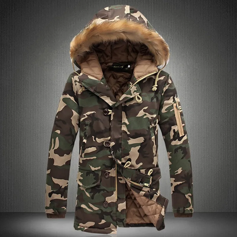 Online Winter Jacke Männer 2020 Heißer Verkauf Camouflage Armee Dicken Warmen Mantel herren Parka Mantel Männlichen Mode Mit Kapuze Parkas Männer m 4XL Plus Größe