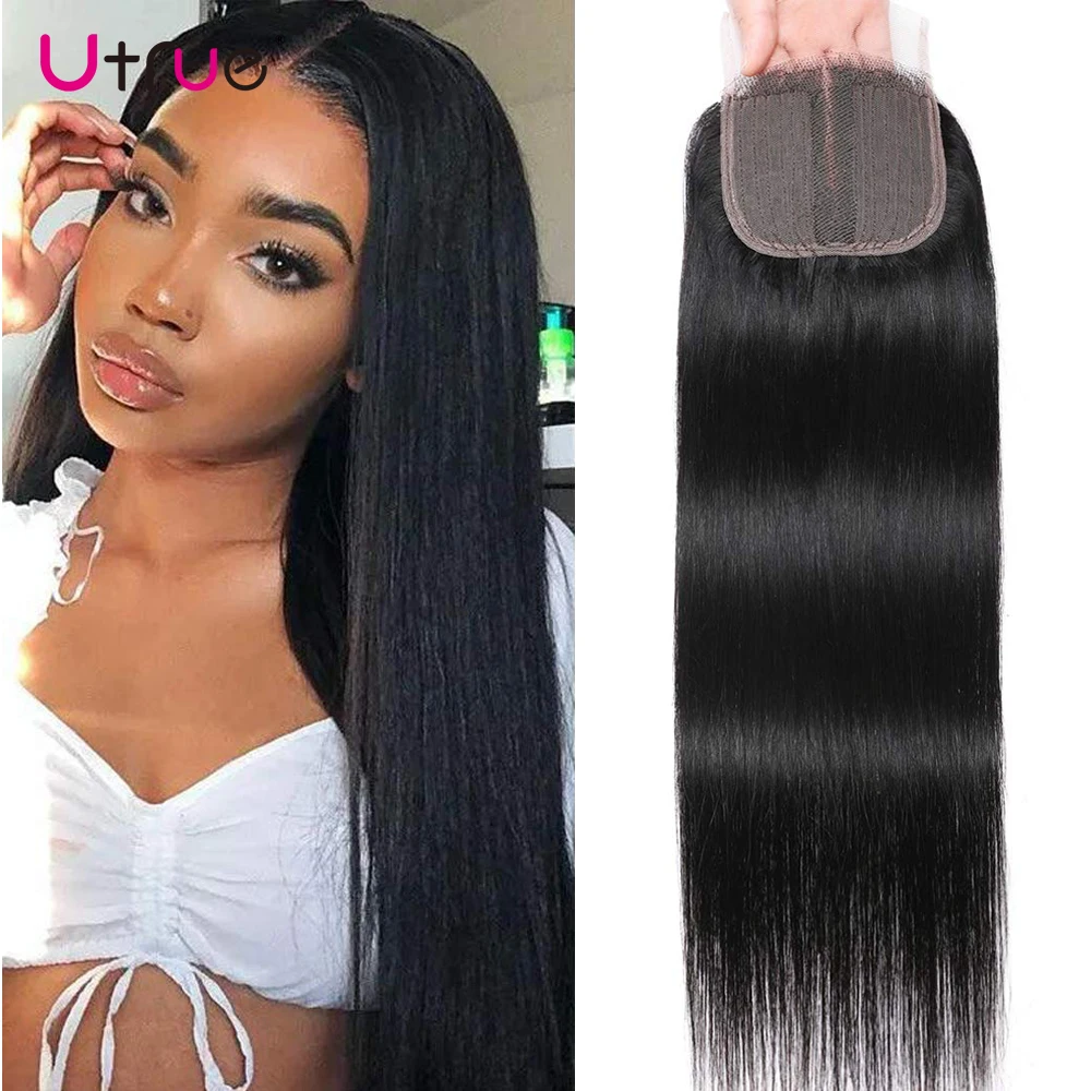 Straight Human Hair Closure Remy Middle Part T Lace Closures Only 4x4 Closure Human Hair