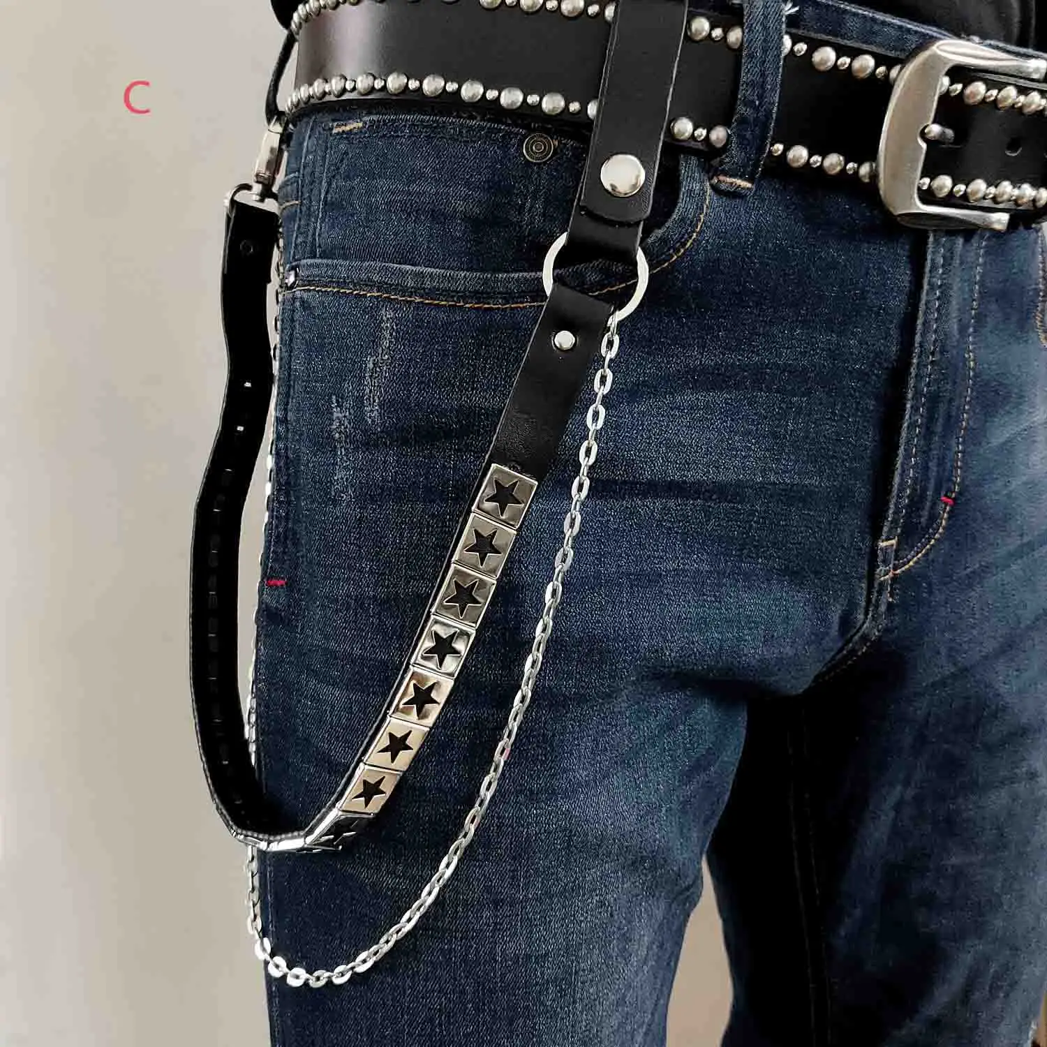 

Leahter Rivet Hip Hop Jeans Keychain Punk Biker Wallet Chain