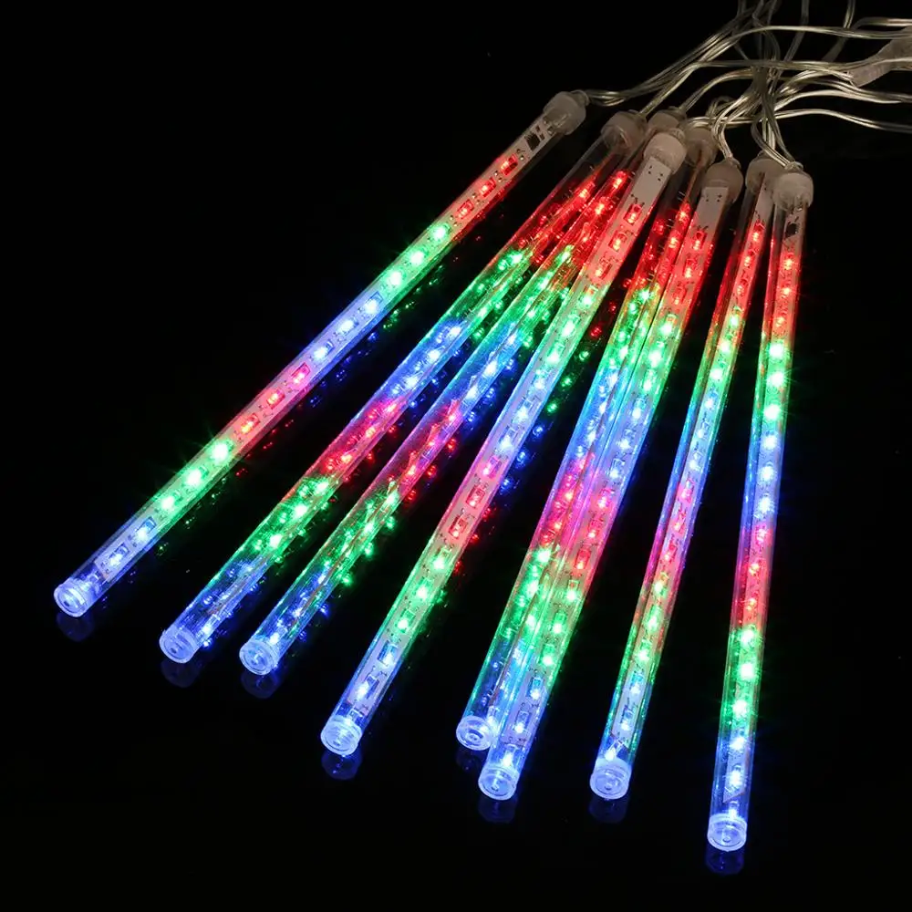 RGB 30 см 8 Метеоритный дождь Дождь трубка светодиодный светильник на Рождество Свадебная вечеринка сад Рождественский струнный светильник на открытом воздухе праздничный светильник ing - Испускаемый цвет: RGB