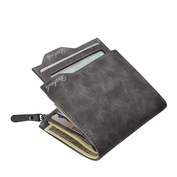 

2020 New Men Wallets Multi-card Vertical Zipper Wallet Men Card Case Solid color Coin Purse Man