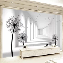 Пользовательские Настенные обои 3D коридор Одуванчик пространство Фреска Гостиная ТВ диван фон настенные наклейки ПВХ водонепроницаемые обои