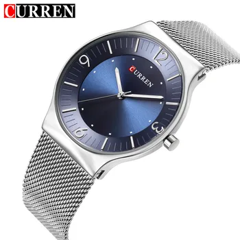 

Curren Casual Men Quartz Watch Mesh Full Stainless Steel Black Band Man Watches Fashion Sport Male Wristwatches 8304