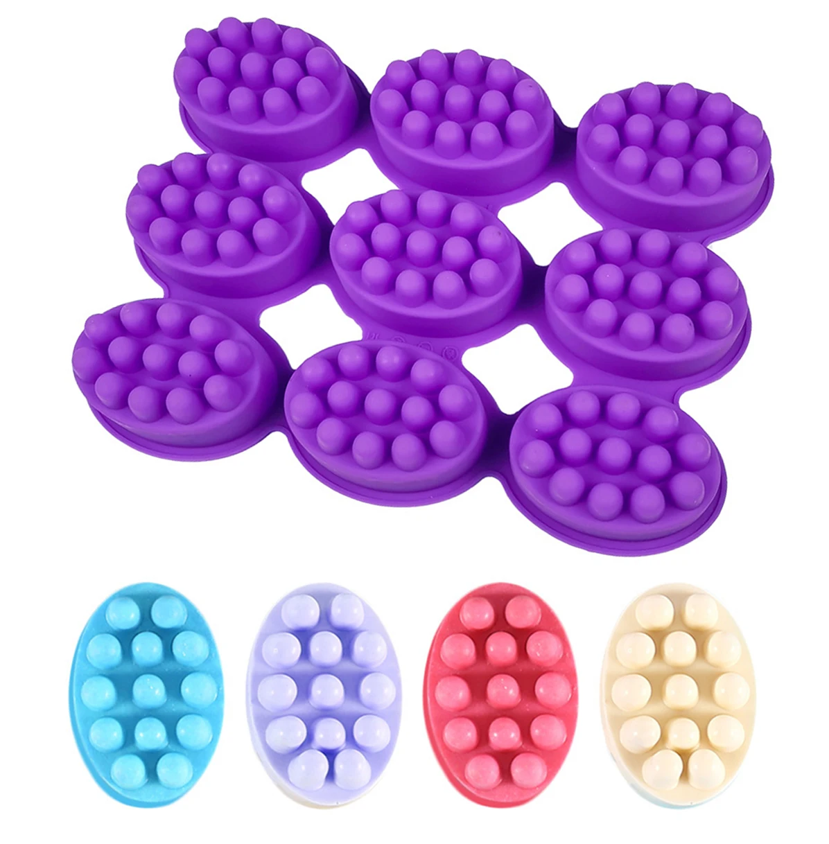Silicone Molds for Soap Making 3D Handmade Silicon Soap Massage Therapy Bar Molding Tray Oval Shape Candle Mould DIY Resin Craft