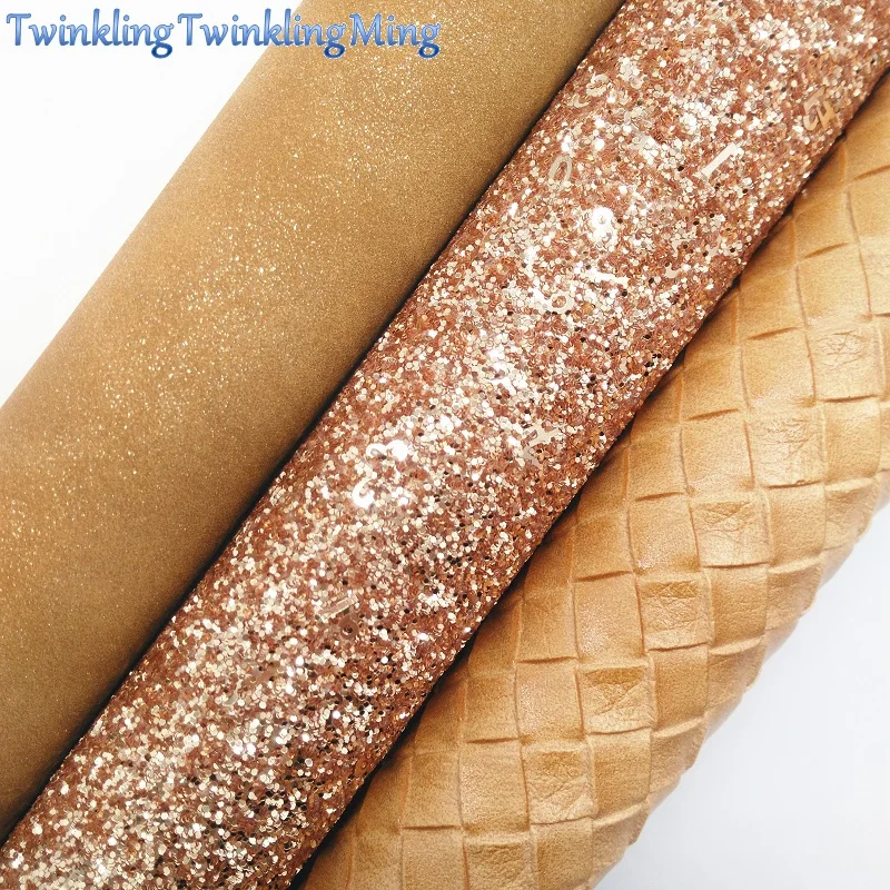

GOLD Glitter Fabirc, Weaving Faux Leather Fabric, Synthetic Leather Fabric Sheets For Bow A4 8"x11"Twinkling Ming XM444