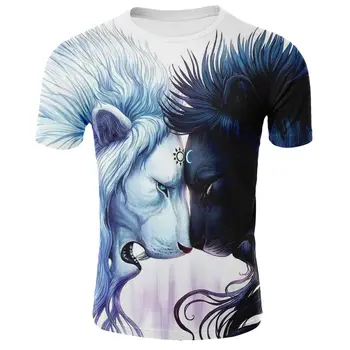 

2020 T-shirt Yin Yang Lion Men's Summer Men's Short Sleeve T-shirt Shirt New T-shirt T-shirt O-shirt Casual White Black