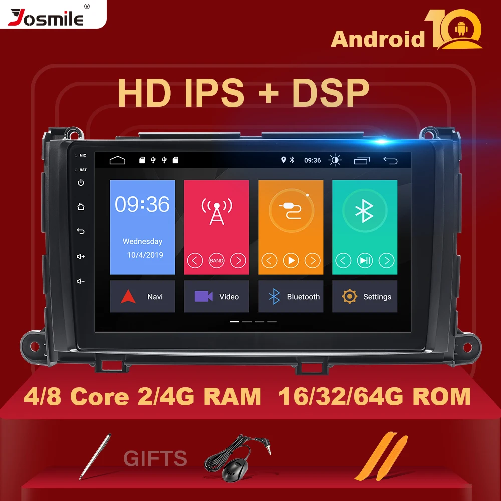 

2 dinAndroid 10 IPS 4GBRAM 64G ROM Car Radio GPS for Toyota Sienna navigation stereo touch screen Multimedia Audio NO DVDplayer